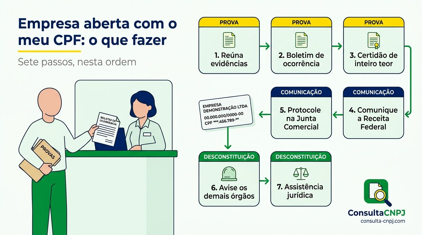 Sete passos para reagir ao uso indevido do CPF na abertura de empresa, do boletim de ocorrencia a baixa do CNPJ fraudulento